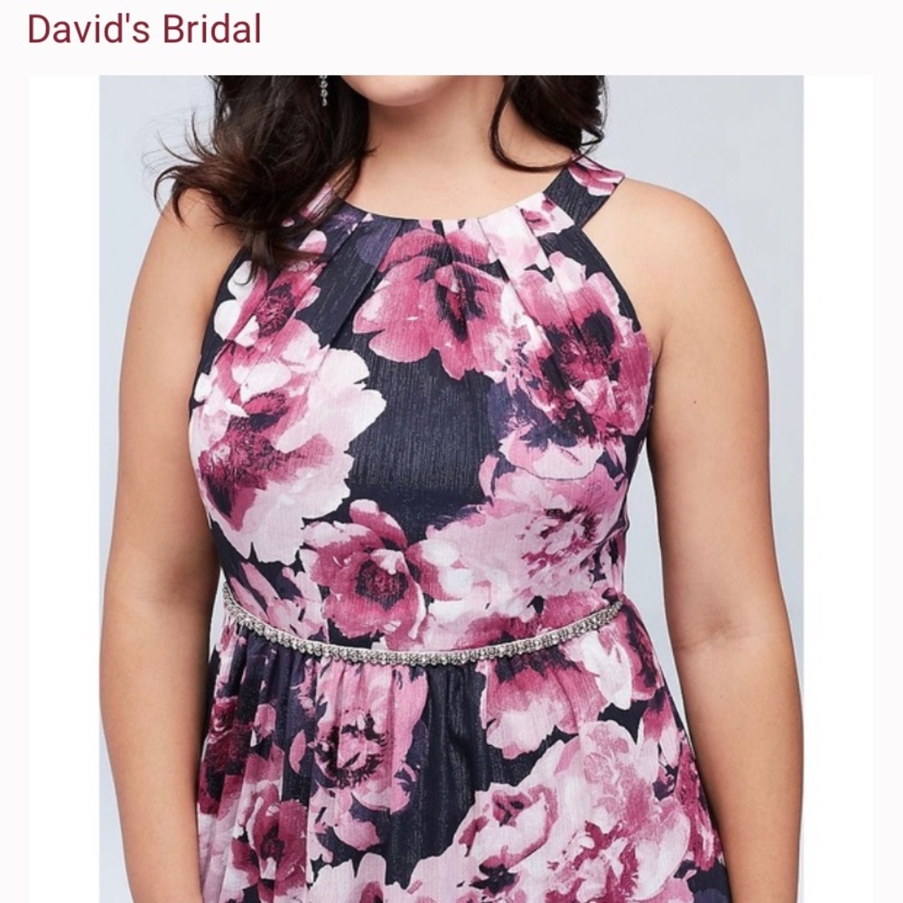 David’s Bridal Floral A-Line Dress Long